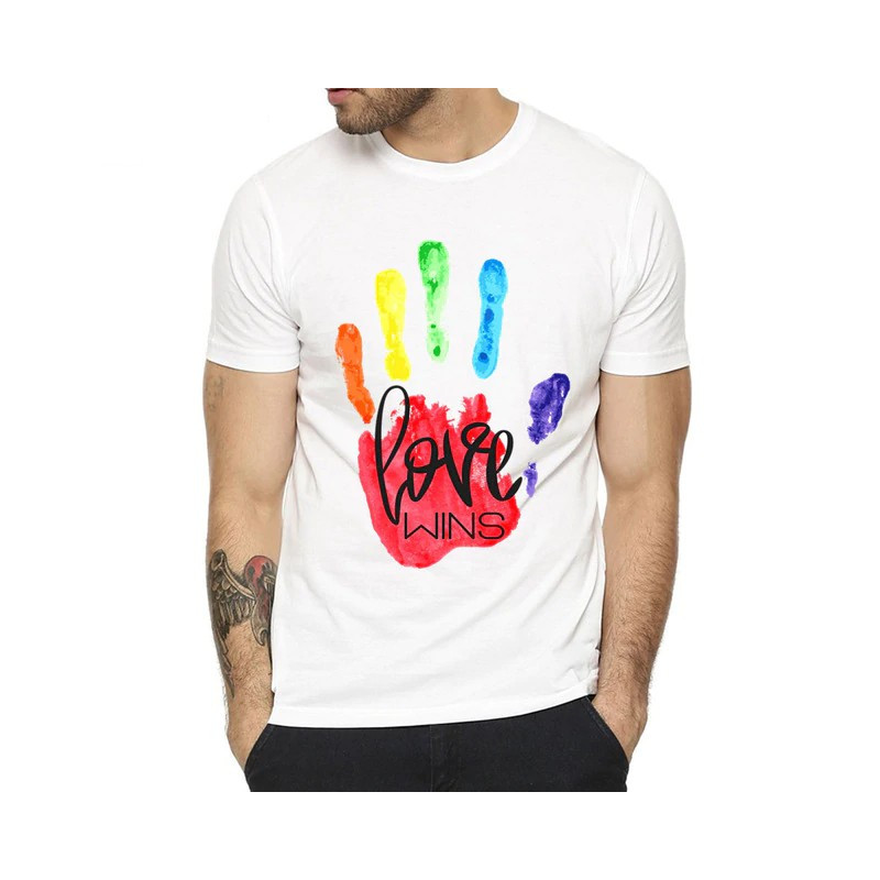 Generique T-shirt blanc avec main Rainbow